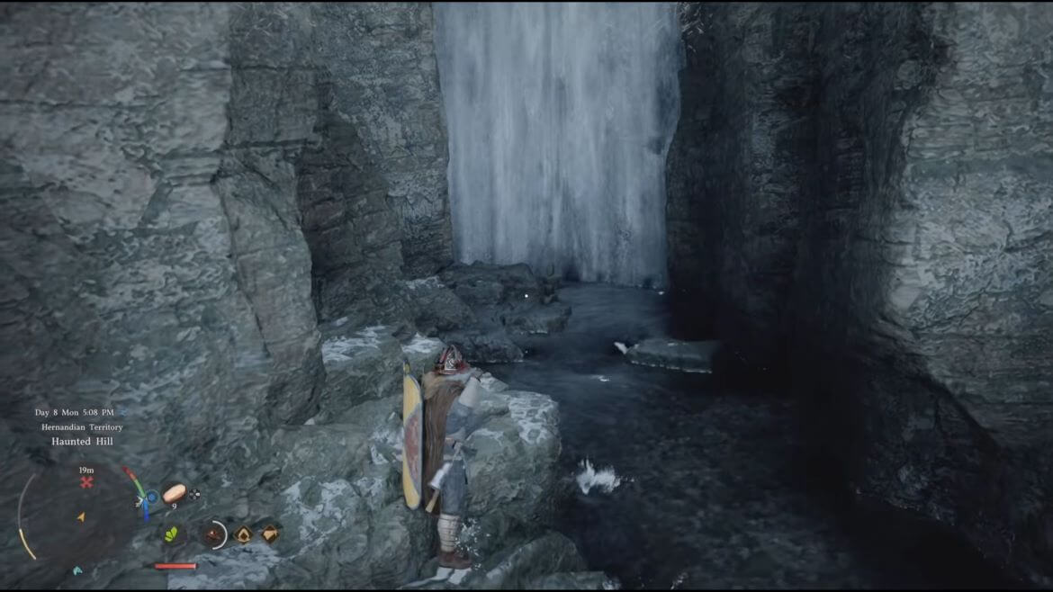 Используйте способность Колющий удар чтобы пройти сквозь водопад