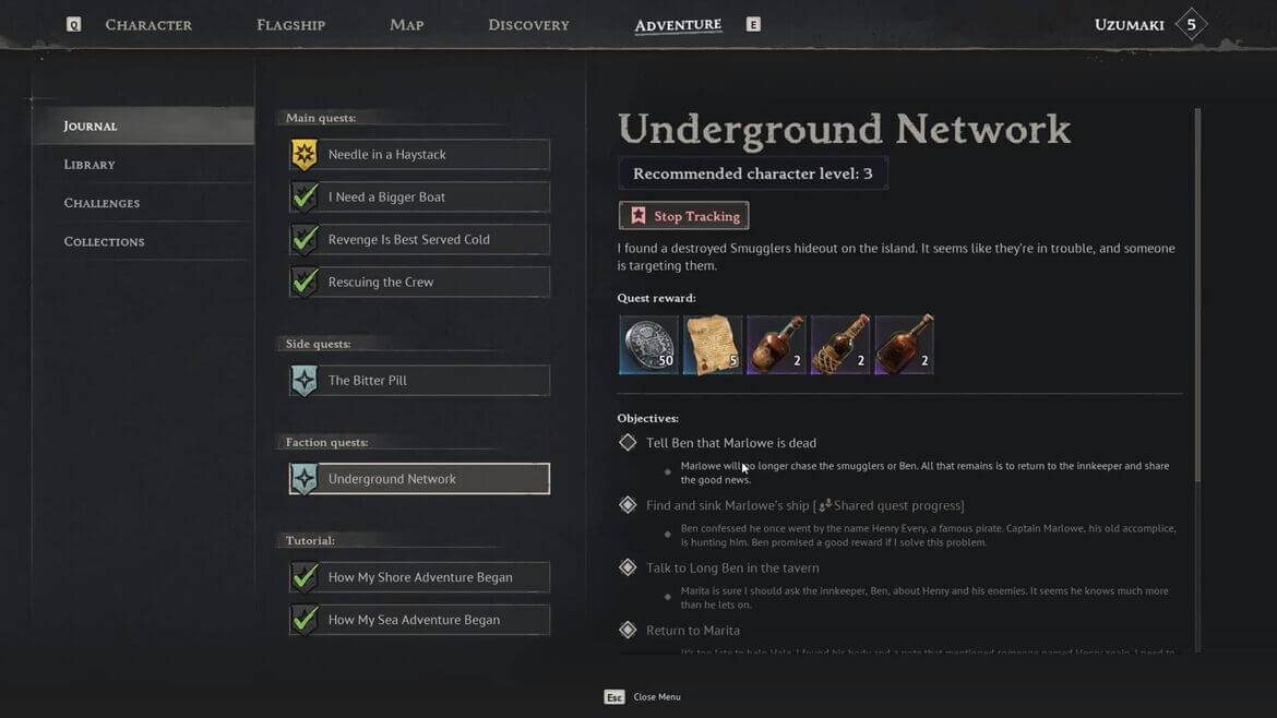 Цели квеста Подпольная сеть