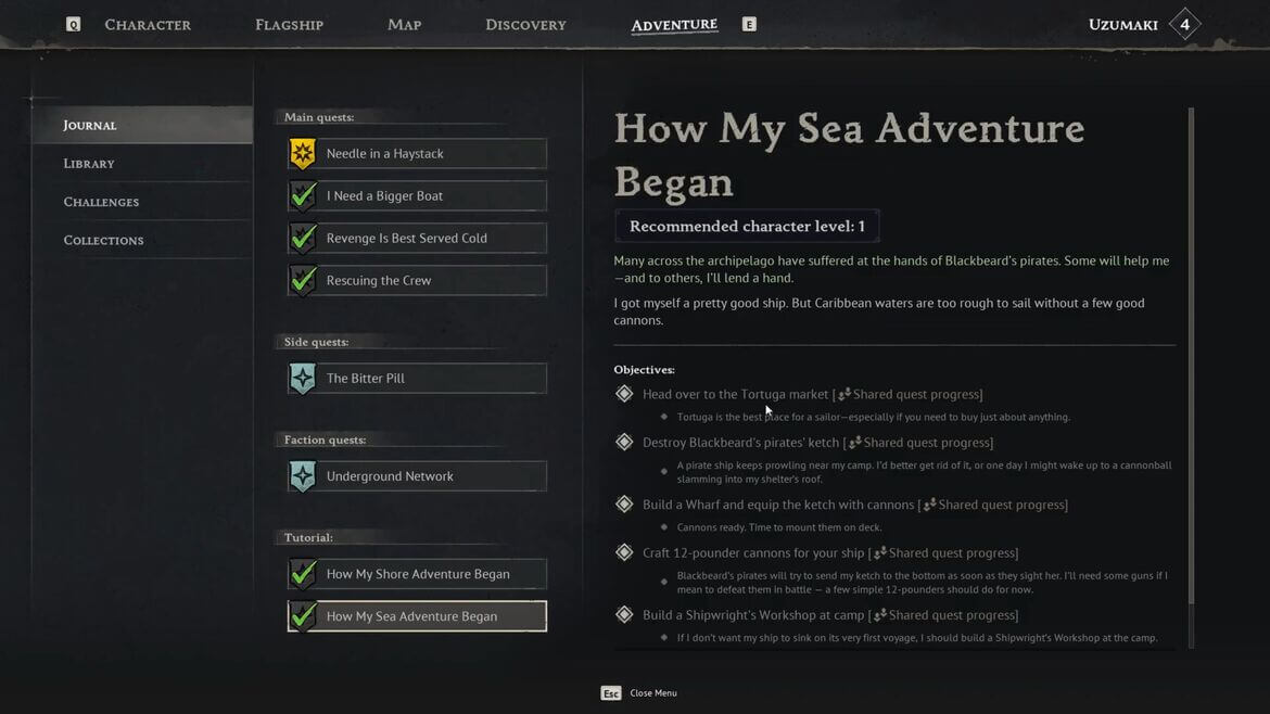 Цели квеста Как началось моё морское приключение в Windrose