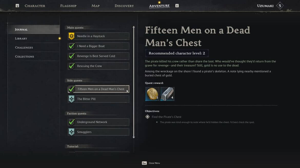 Цель квеста Пятнадцать человек на сундук мертвеца