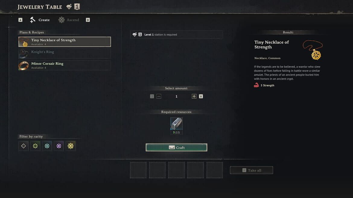 Типы ювелирных изделий в Windrose