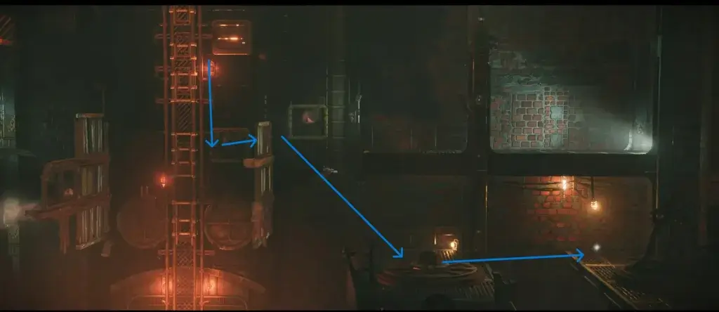 Спускайтесь на самую нижнюю платформу справа Спускайтесь на самую нижнюю платформу справа