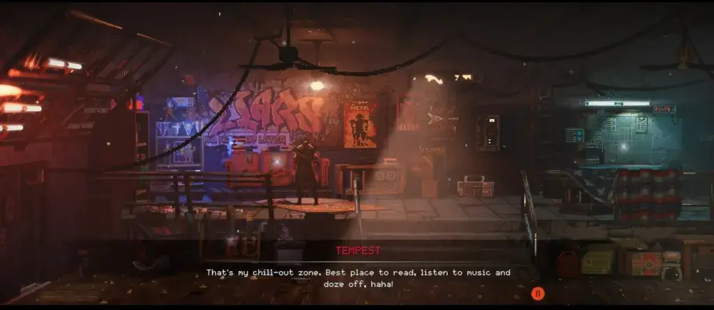 Уоррен Марш общается с Темпестом в его захламленной комнате Уоррен Марш общается с Темпестом в его захламленной комнате