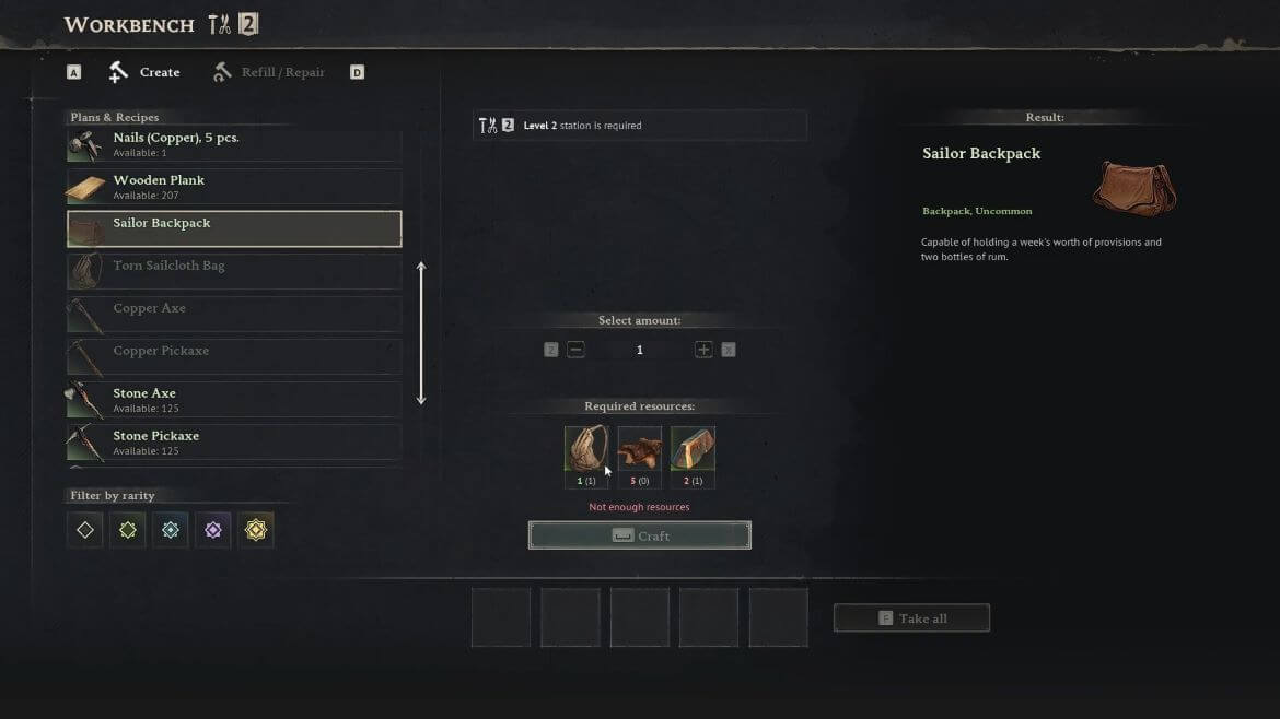 Улучшение до рюкзака моряка в Windrose