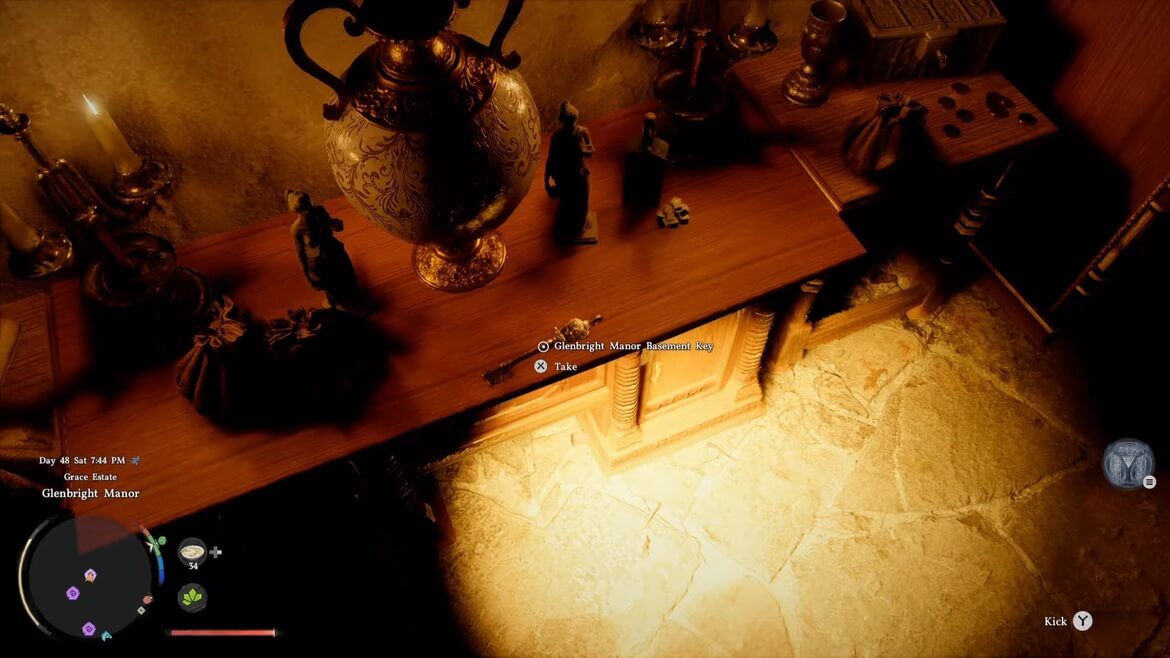 Получение ключа из тайника за картиной