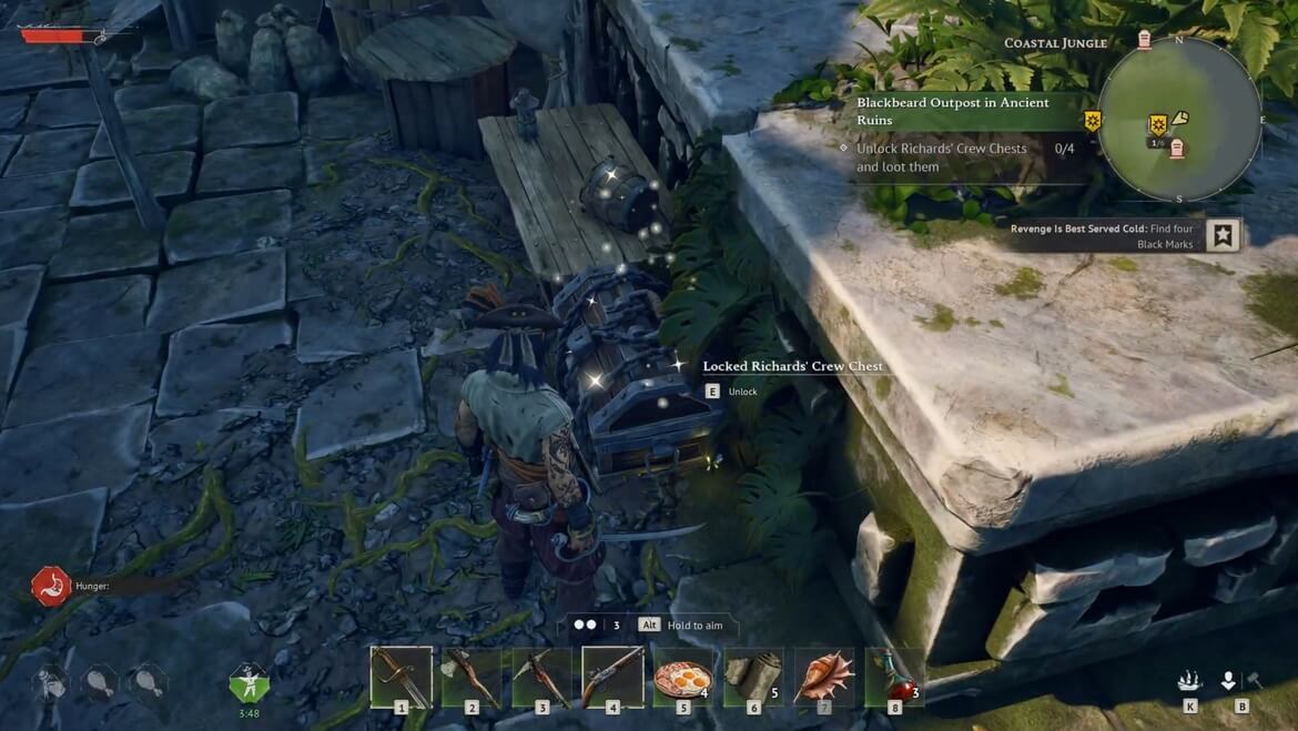 Сбор 4 чёрных меток из отмеченных сундуков