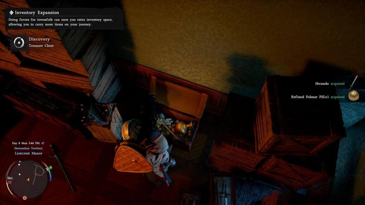 Открытие сундука и получение катаны Хвандо