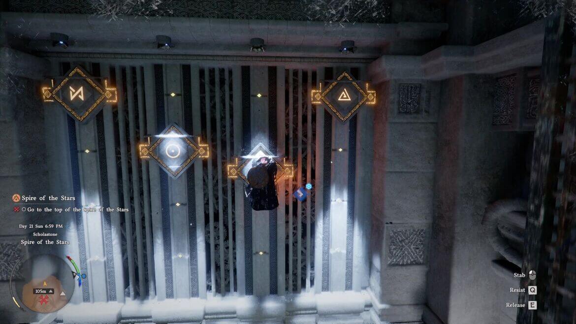 Заберитесь наверх и ухватитесь за символы чтобы опустить их ниже