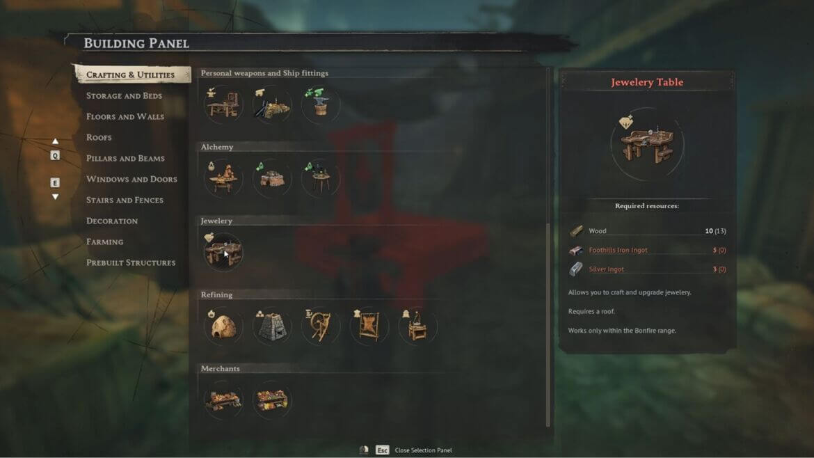 Ювелирный стол в Windrose