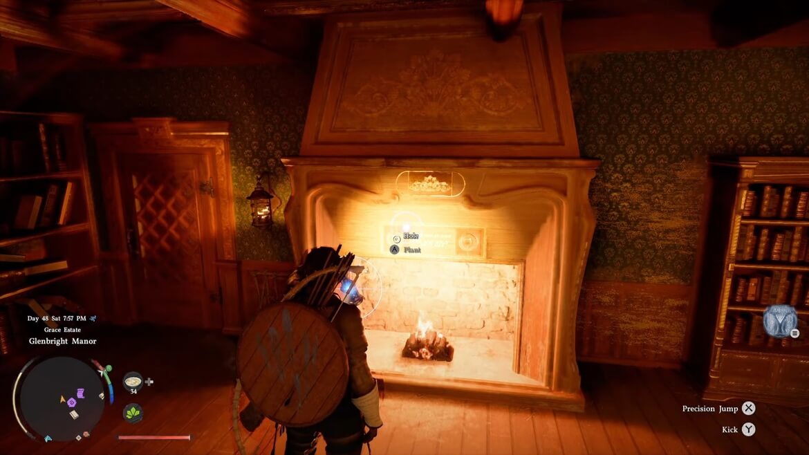 Установка обоих золотых кинжалов в пазы на камине