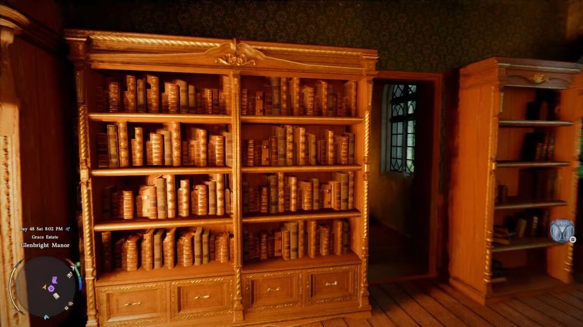 Книжный шкаф скрывает потайной ход