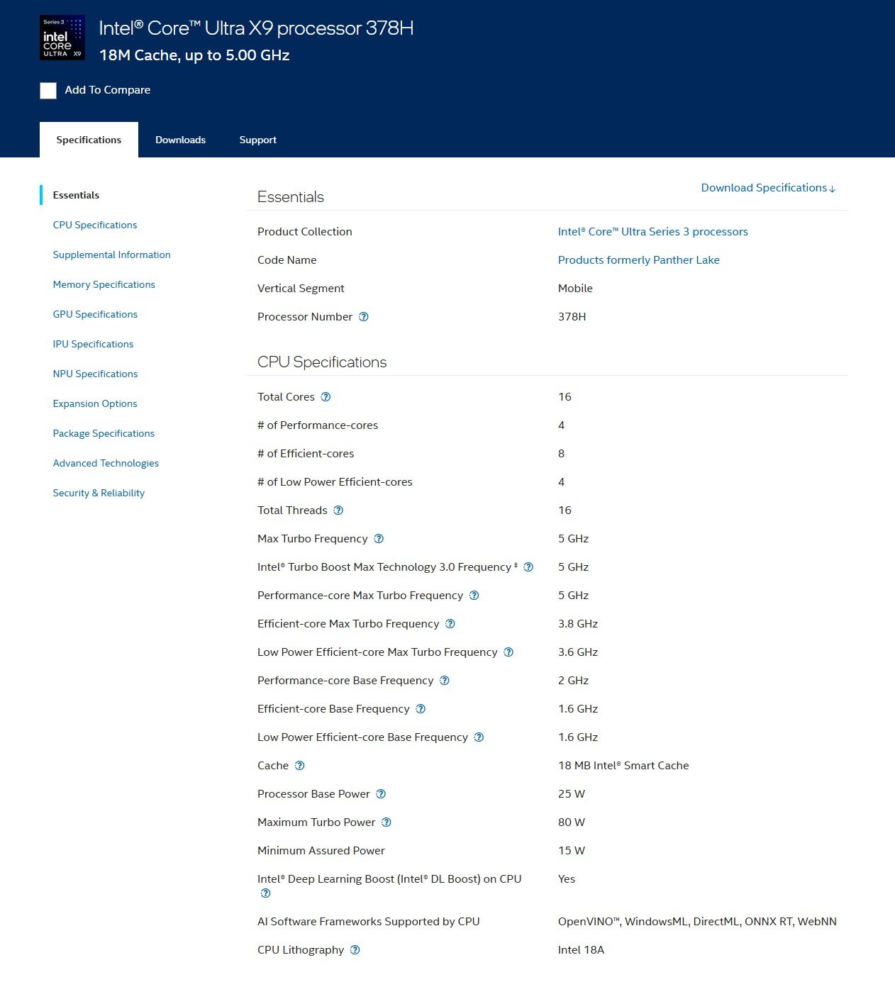 Изображение к статье: Intel тихо добавила Core Ultra X9 378H: по спекам как X7 368H