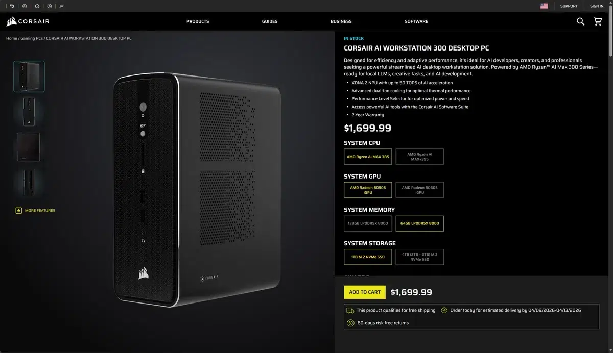 Изображение к статье: Corsair подняла цены на AI Workstation 300 до $3 399