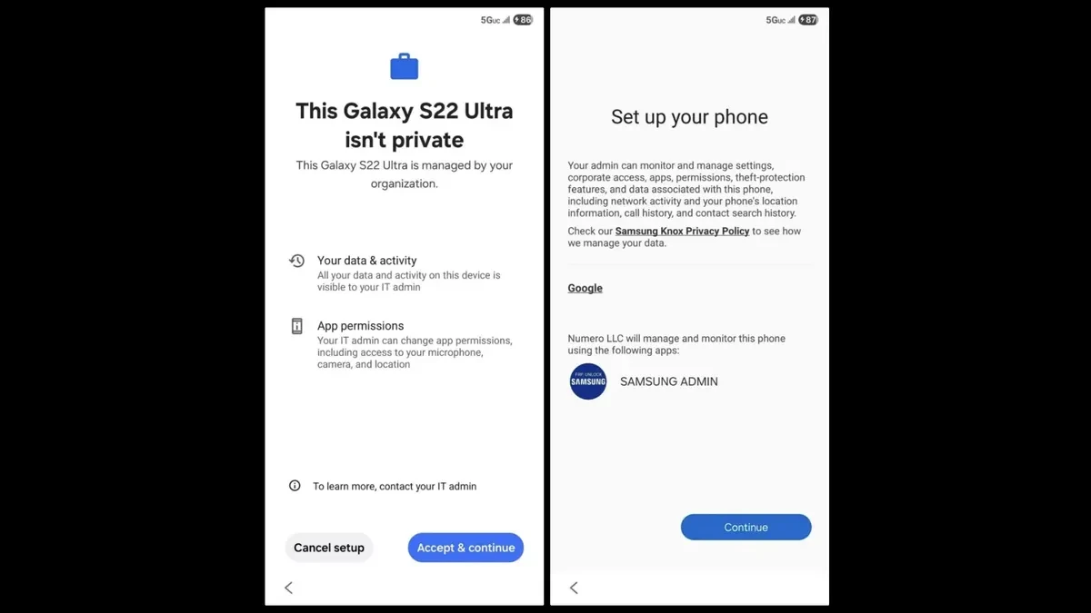 Изображение к статье: Galaxy S22 Ultra после сброса может попасть под контроль Numero LLC