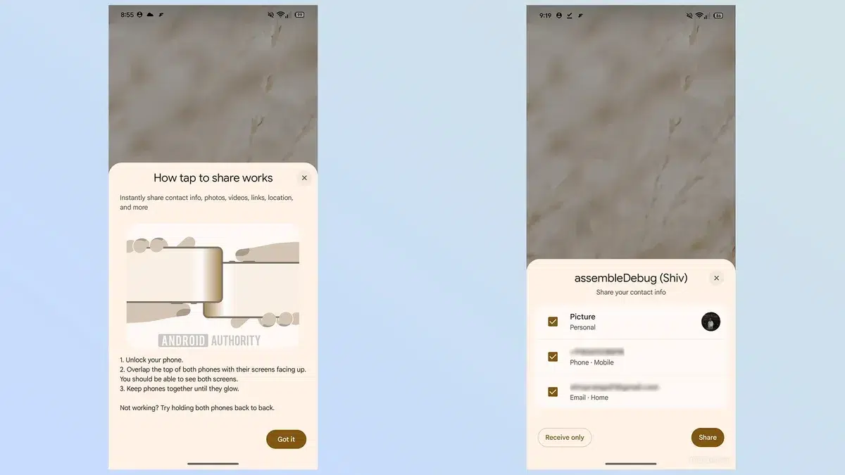 Изображение к статье: Android готовит Tap to Share - обмен файлами «внахлёст» как NameDrop