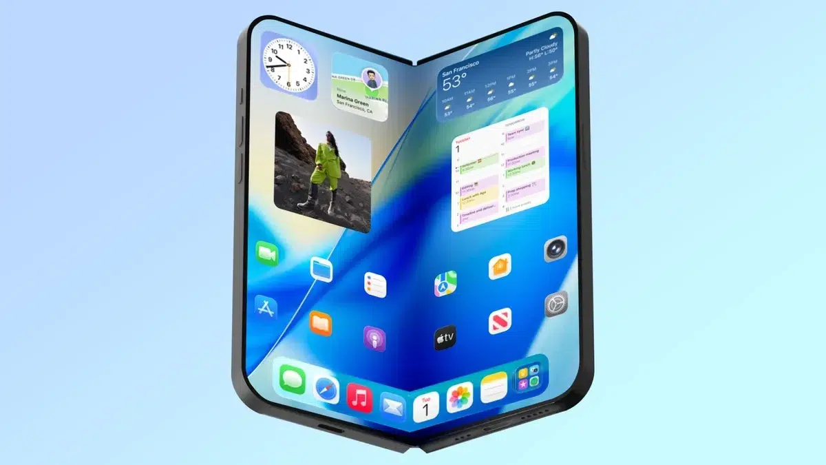 Изображение к статье: iPhone Fold: Apple может убрать складку дисплея жидким клеем OCA