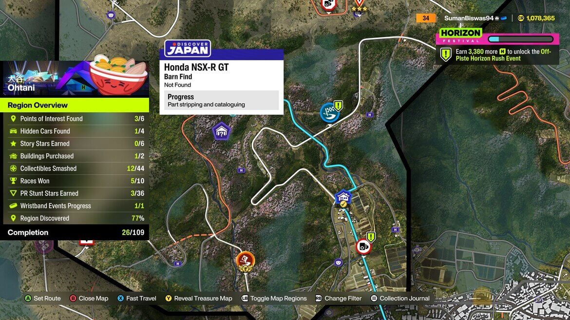 Где находится заброшенный гараж с Honda NSX R GT в Forza Horizon 6