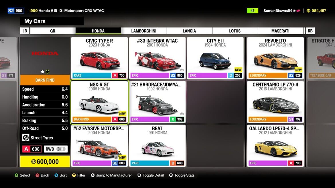 Характеристики 2005 Honda NSX R GT