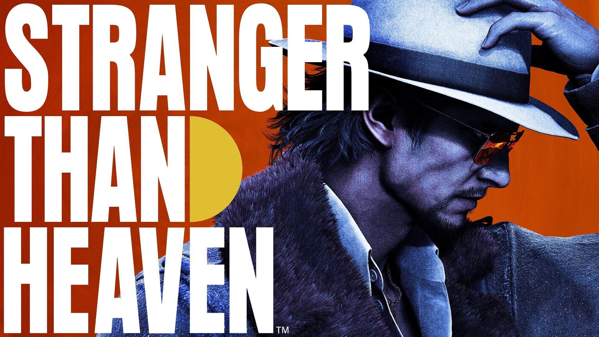 Close up poster of a man in a fedora with sunglasses against an orange background and large white STRANGER THINGS text