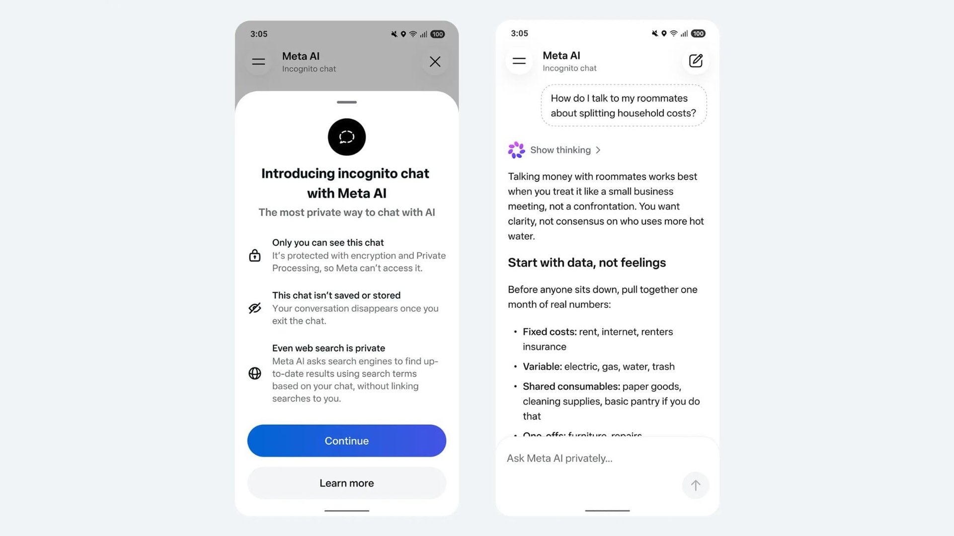 Meta добавит Incognito Chat в Meta AI и WhatsApp без логов
