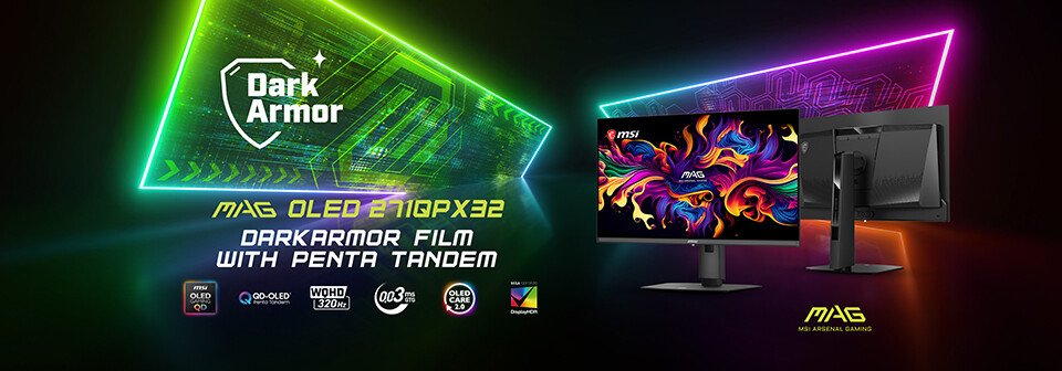 MSI MAG OLED 271QPX32 QD OLED 320 Гц и DarkArmor Film