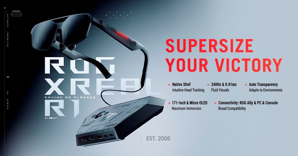 ASUS открыла предзаказ на ROG XREAL R1 AR очки с 240 Гц