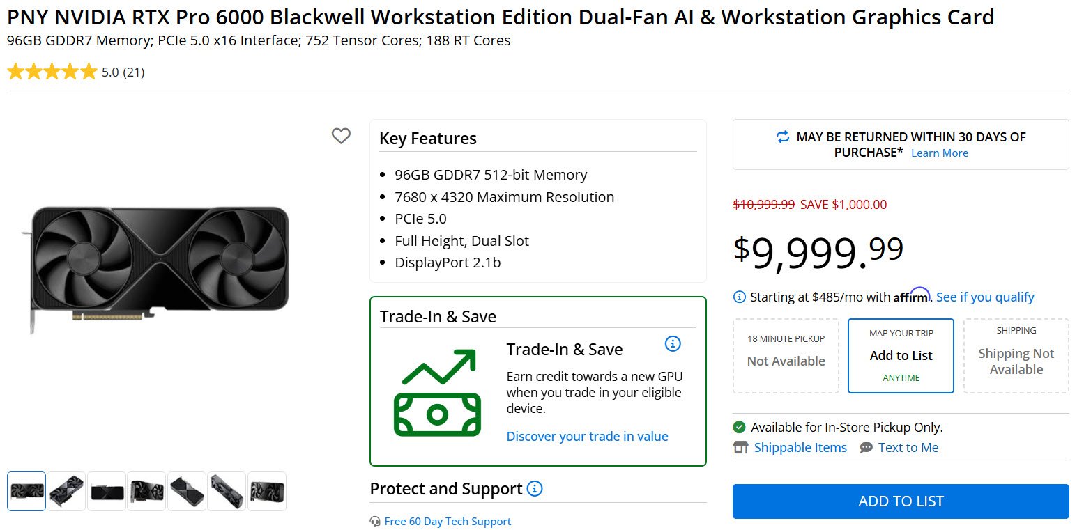 Изображение к статье: RTX PRO 6000 Blackwell подорожала до $10 000+ из-за ИИ