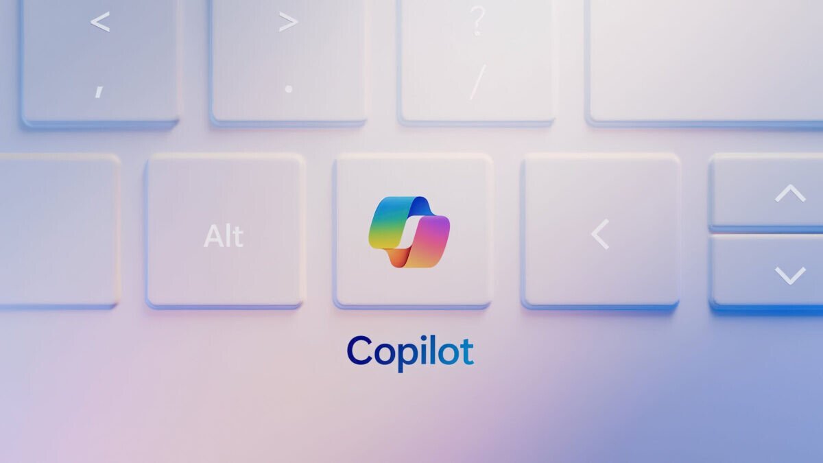 Keyboard close up featuring the Alt key with a colorful Copilot logo and the word Copilot underneath