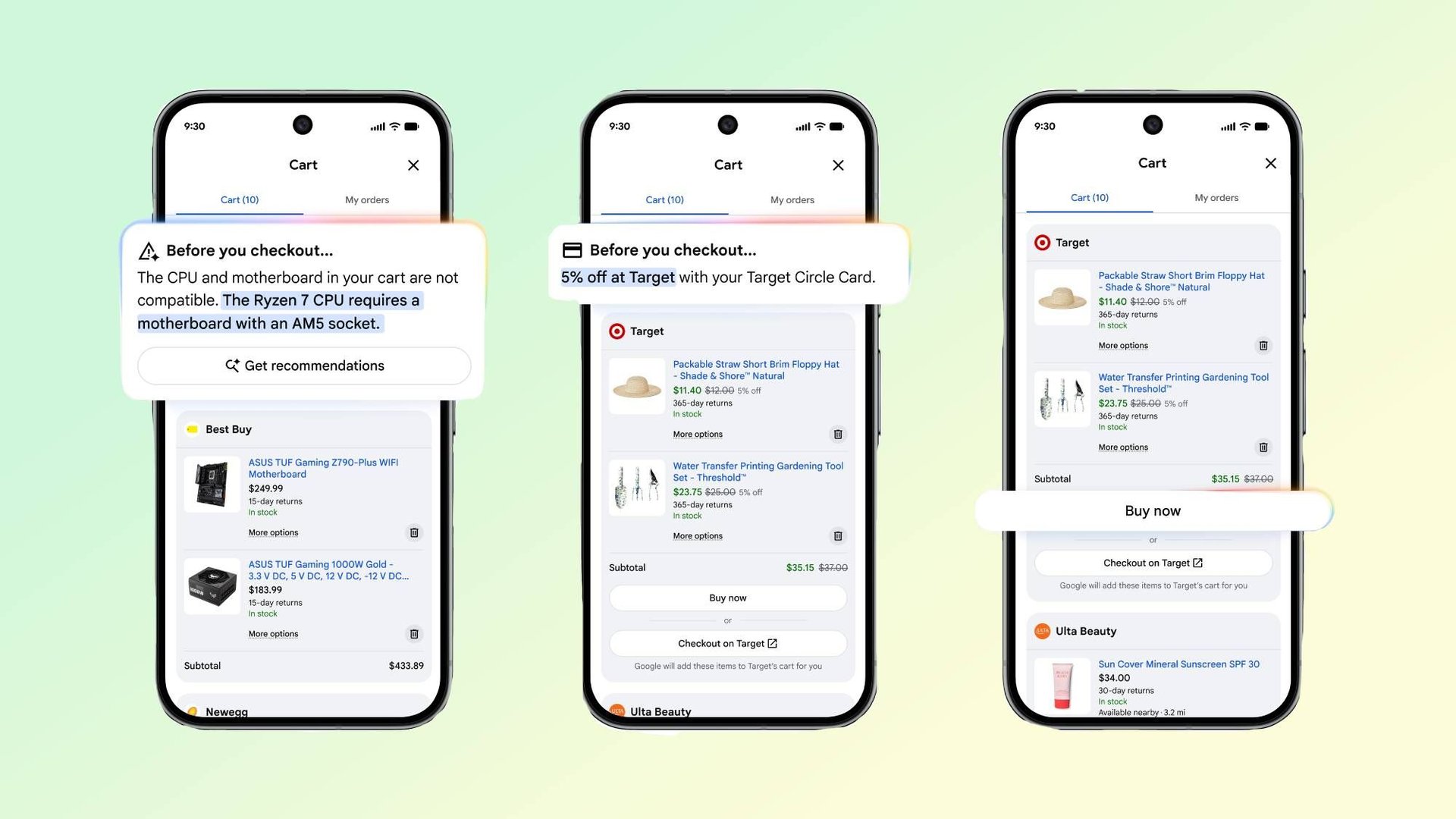 Google Universal Cart одна корзина на Search Gemini YouTube и Gmail