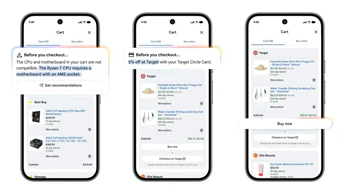 Изображение к статье: Google показала Universal Cart на Gemini: скидки и проверка корзины