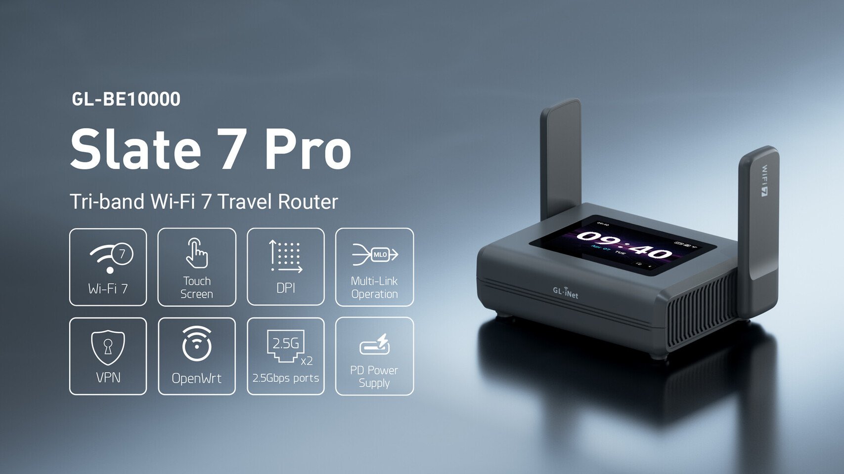 GLiNet Slate 7 Pro Wi Fi 7 тревел роутер до 10 Гбитс