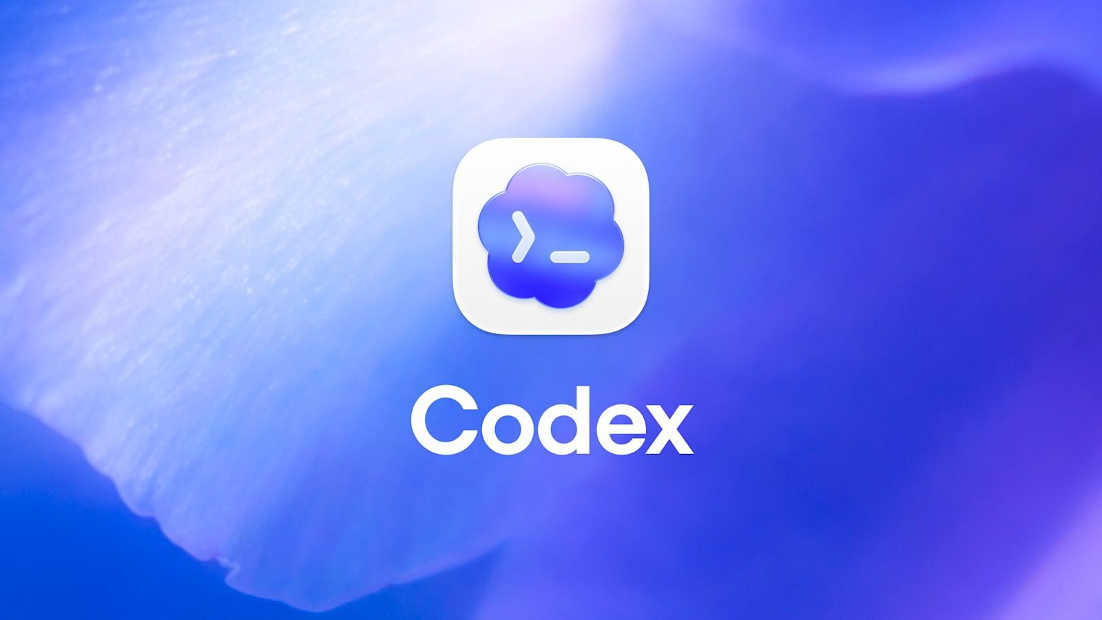 Codex logo white rounded square icon with a blue cloud and code glyph on a blue gradient background