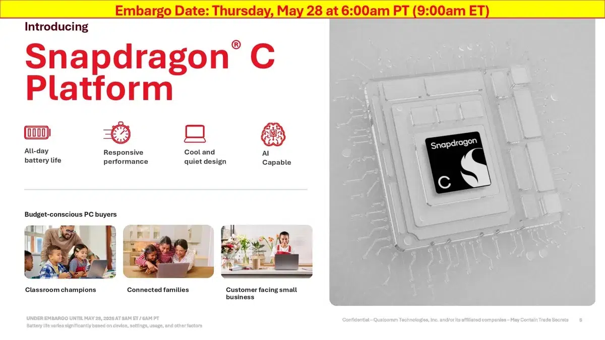 Изображение к статье: Snapdragon C: Qualcomm готовит ноутбуки от $300 с NPU и Windows on Arm