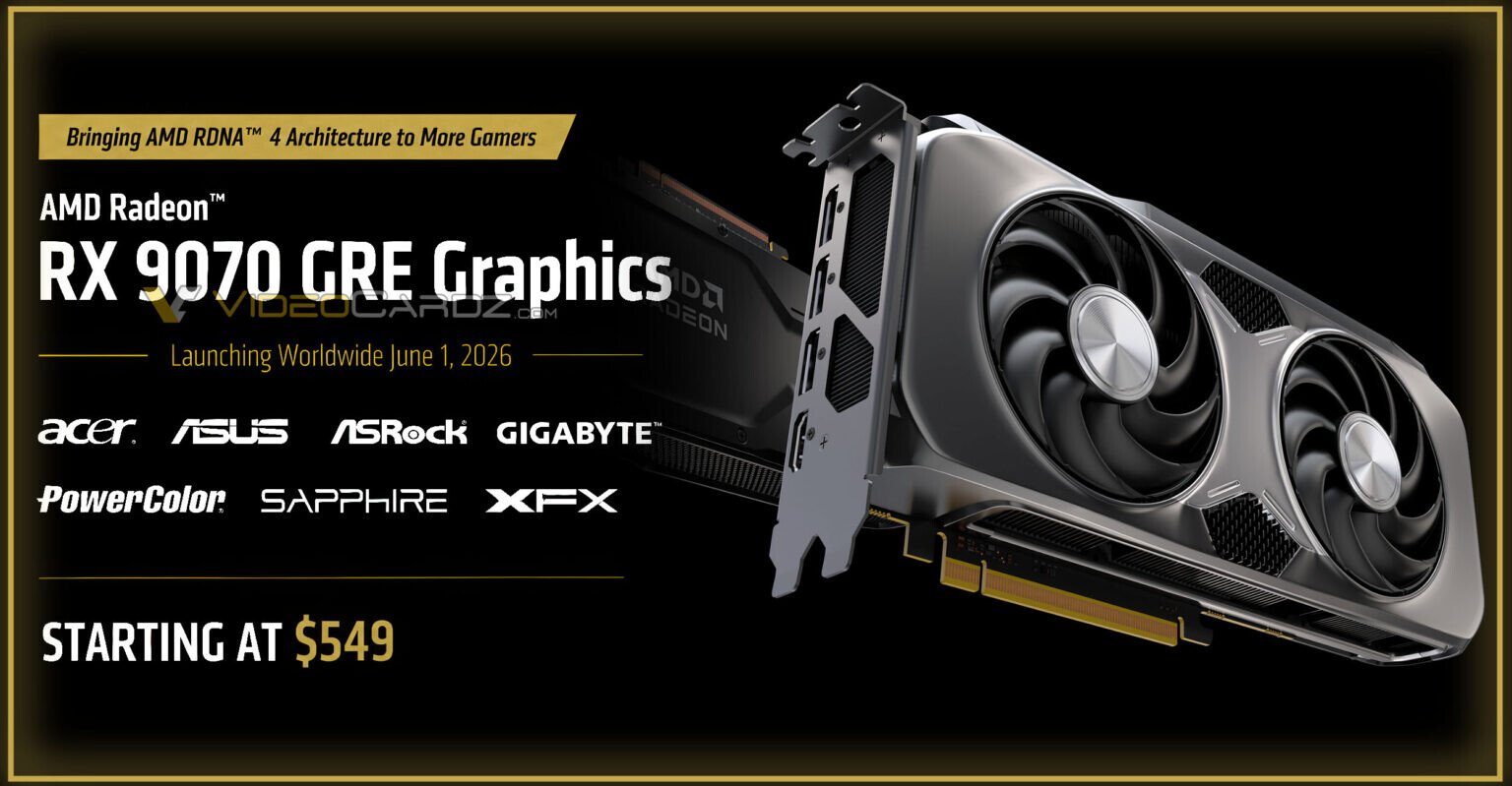 Утечка AMD Radeon RX 9070 GRE оценили в $549 перед стартом 1 июня