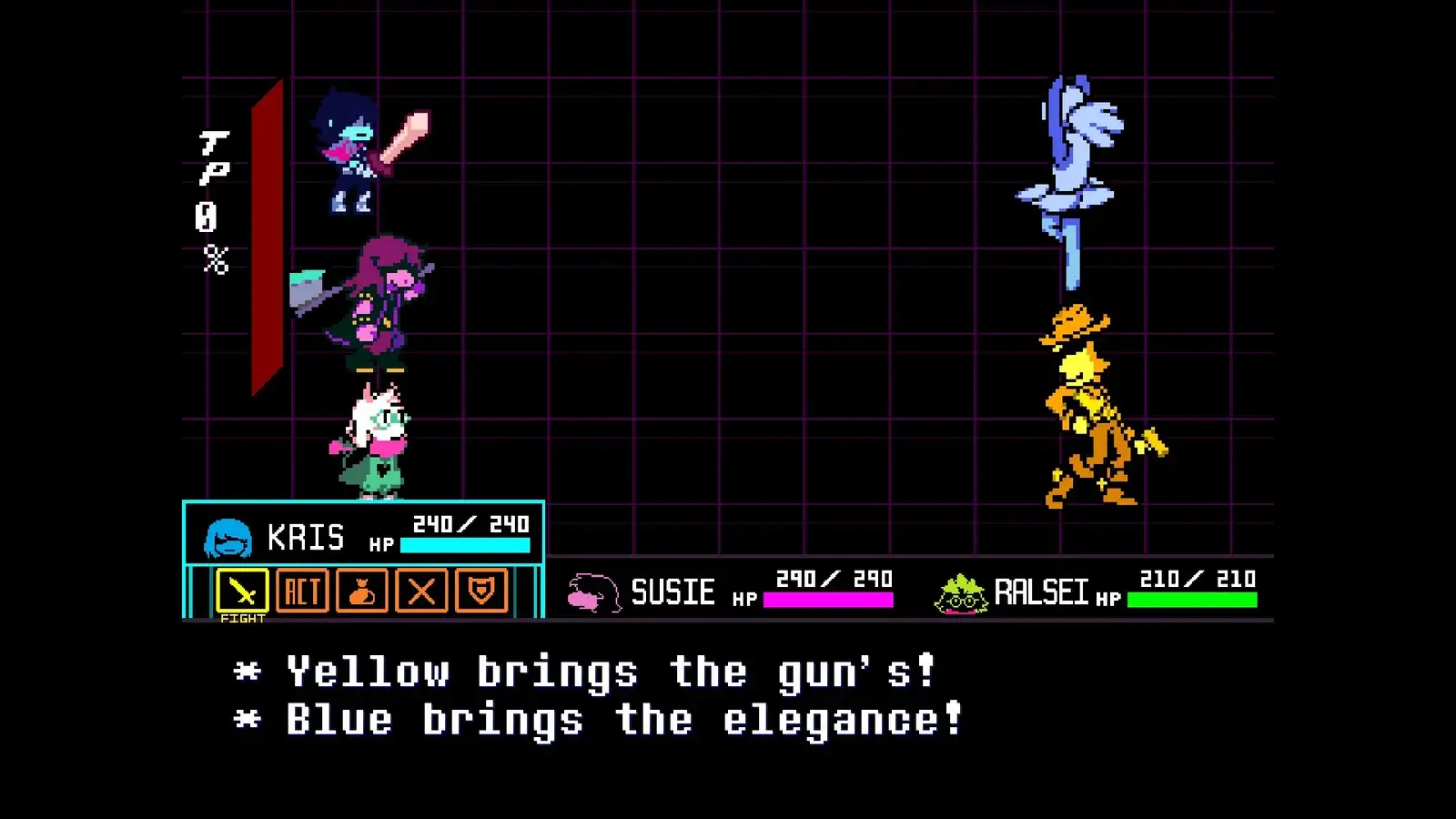 Deltarune Chapter 5 как победить Йеллоу и Блу
