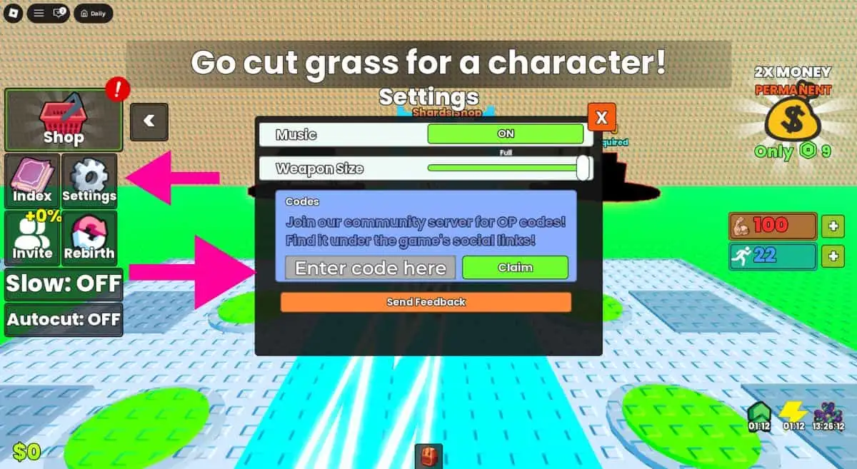 Как активировать коды в Cut Grass for Anime Characters Как активировать коды в Cut Grass for Anime Characters