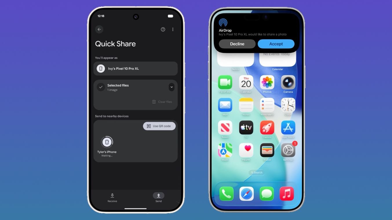 Quick Share подружили с AirDrop список Android расширили