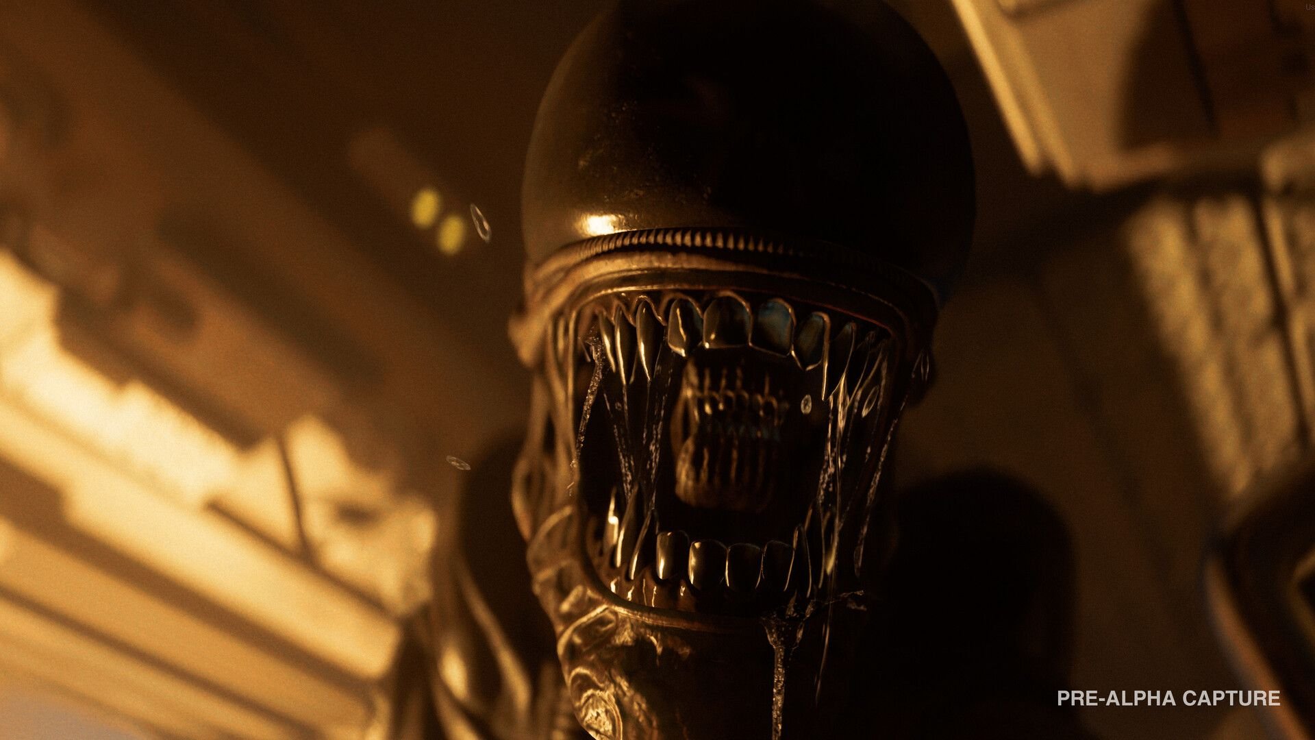 Close up of a dark glossy skull prop with sharp metallic teeth dimly lit for a horror effect PRE ALPHA CAPTURE