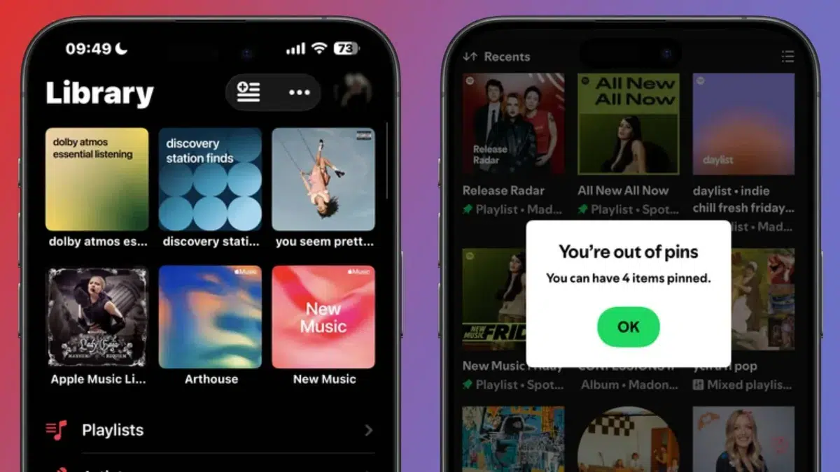 Изображение к статье: Spotify увеличит лимит закрепов в медиатеке с 4 до 20