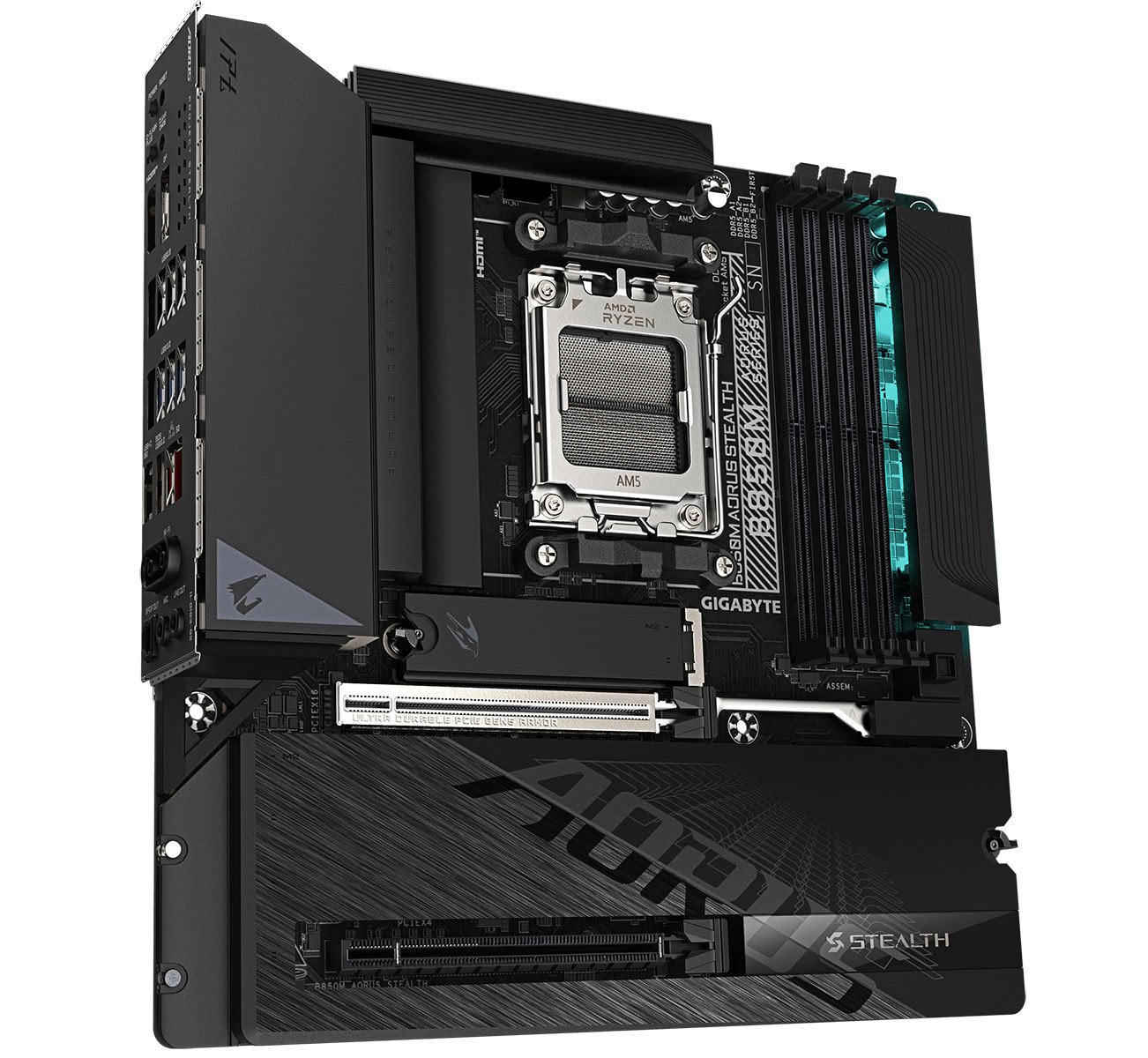 Gigabyte B850M AORUS Stealth AM5 плата с разъёмами сзади