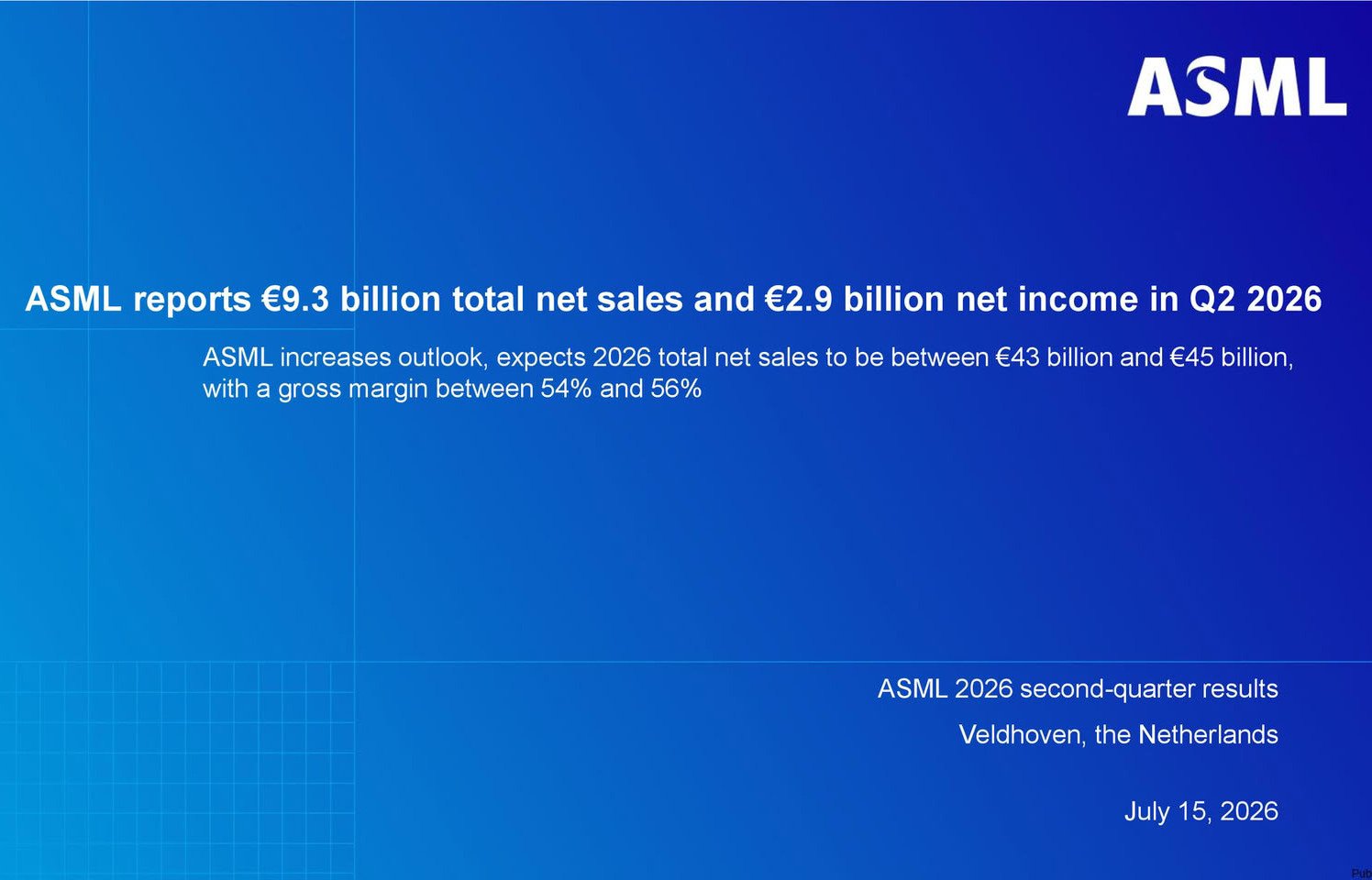 ASML заработала €29 млрд за квартал на спросе AI