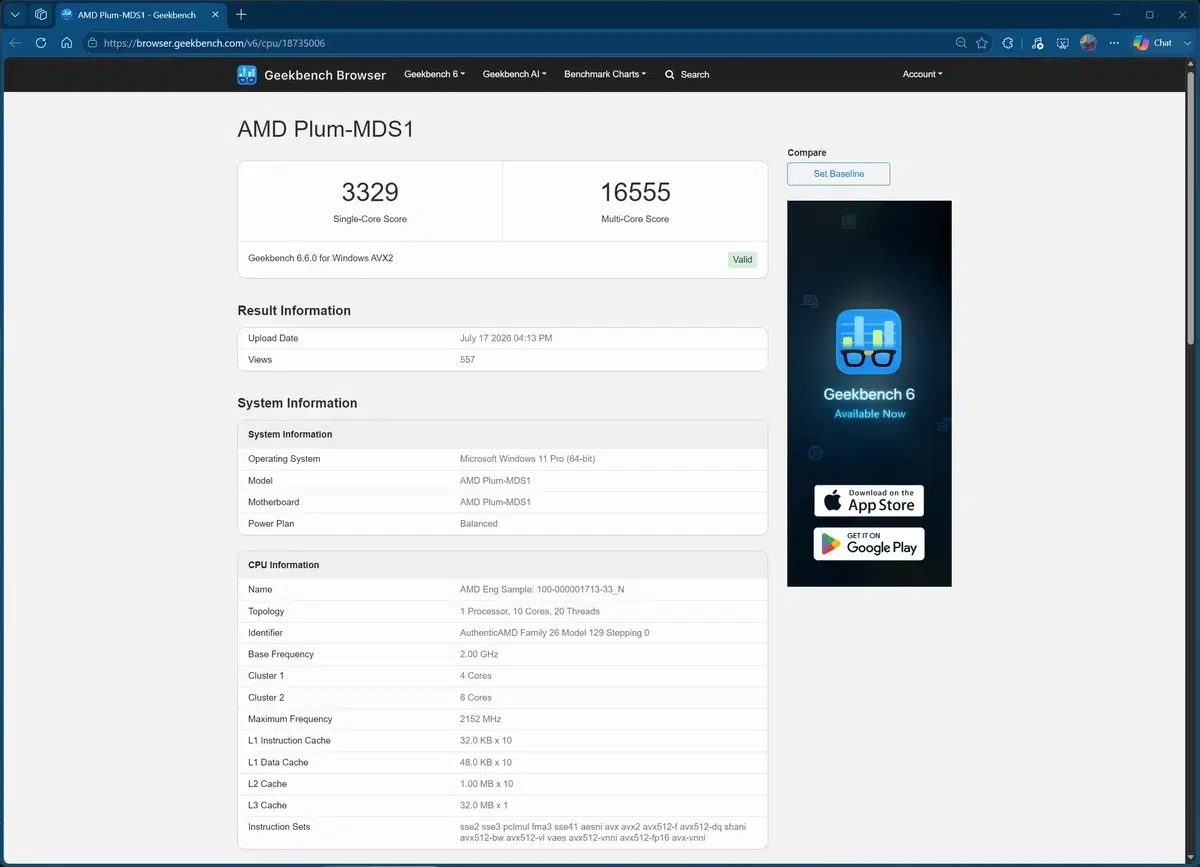 Изображение к статье: AMD Medusa Point засветился в Geekbench с рекордом x86