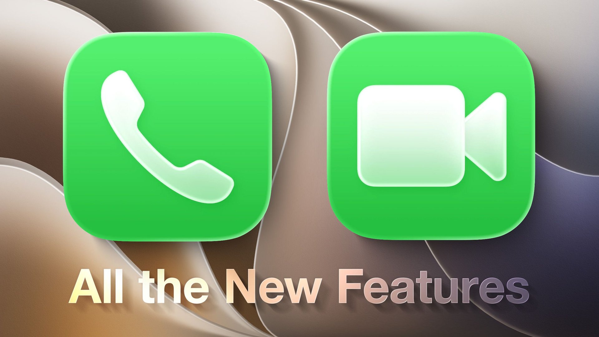 Promotional banner with green call and video icons and the caption All the New Features