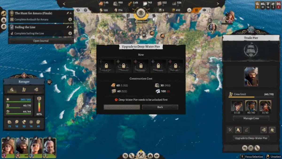 Для постройки кораблей Tier 6 пирс придётся улучшить ещё раз до Глубоководного пирса