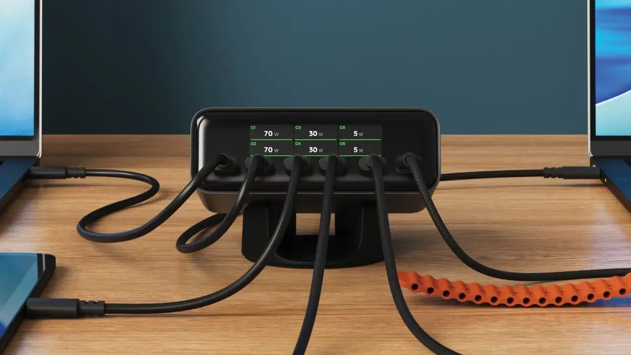 Изображение к статье: Satechi ChargeView 240W: шесть USB-C и экран питания