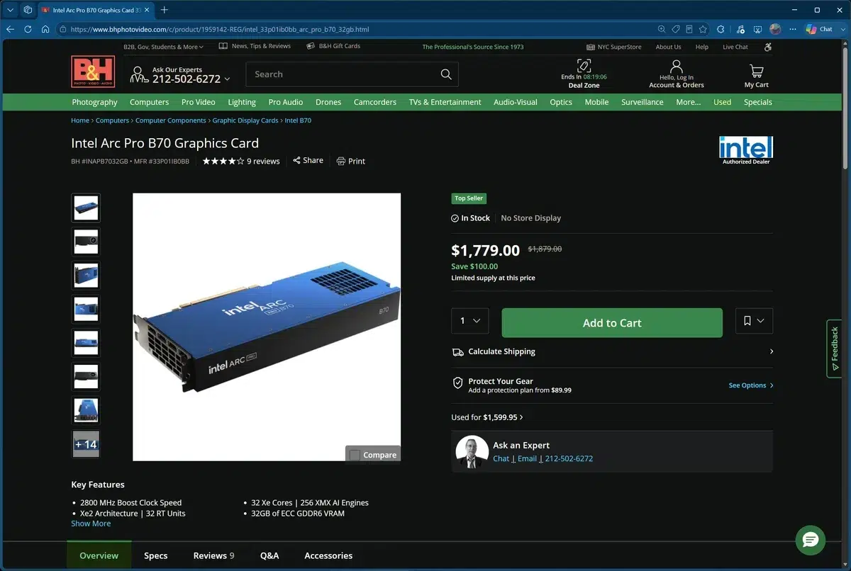 Изображение к статье: Intel Arc Pro B70 подорожала до $1 975 на фоне спроса на ИИ