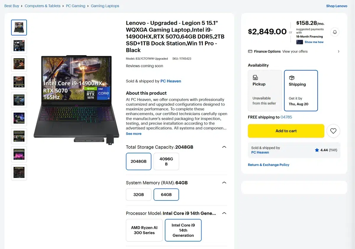Изображение к статье: Best Buy сняла 32 ГБ RAM из Legion 5 вместо замены