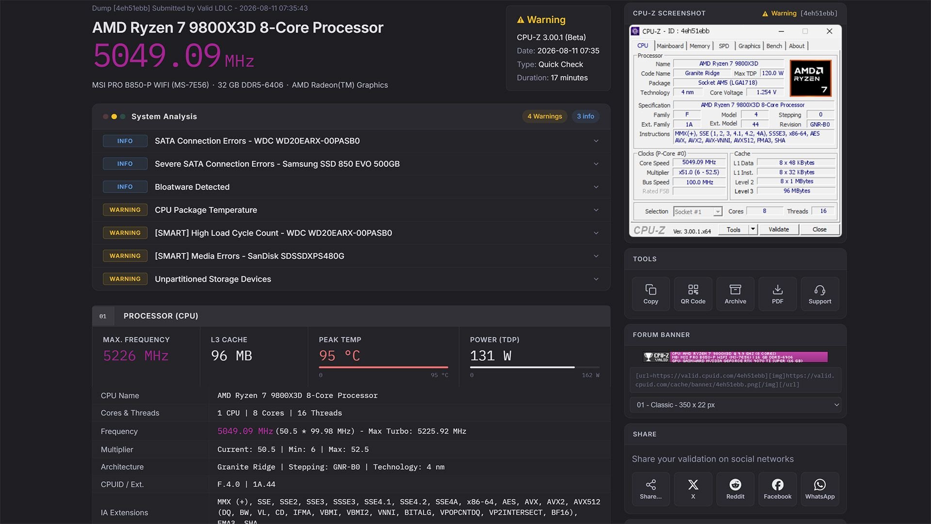 CPU Z V3 вышла с проверками здоровья и стресс тестами