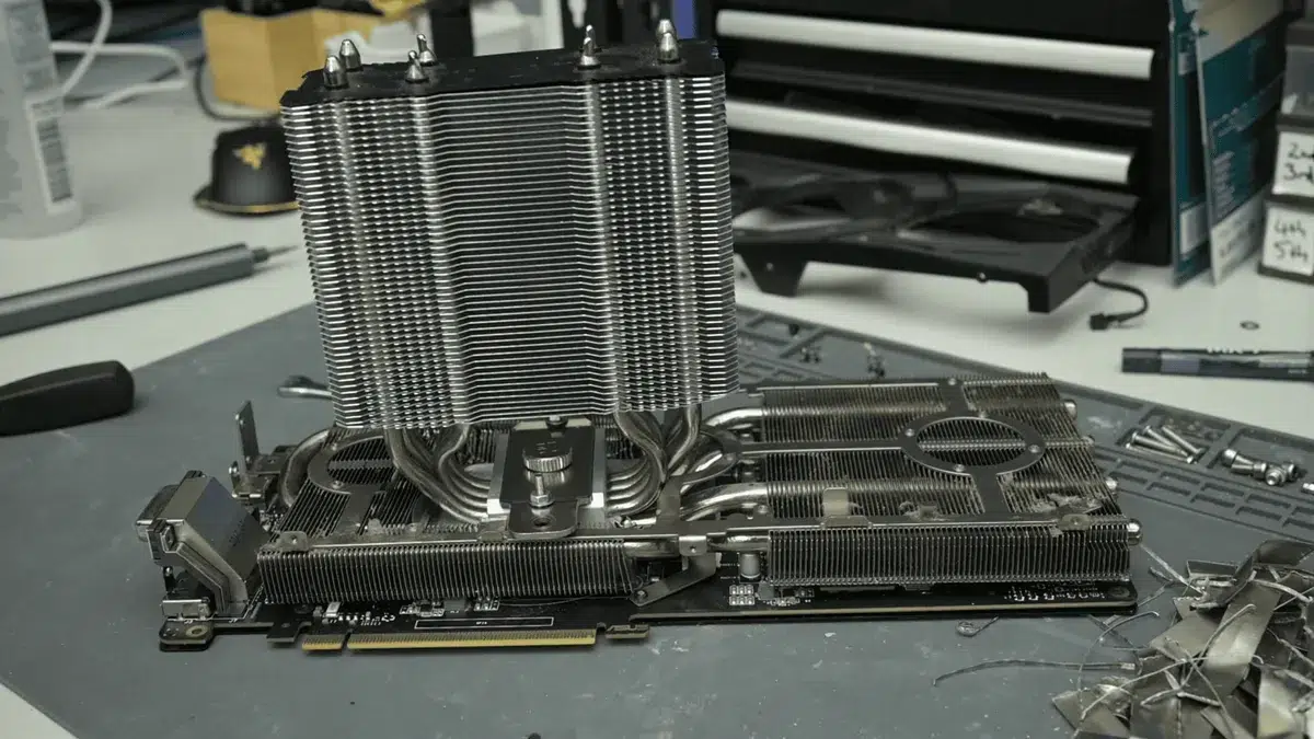 Изображение к статье: GTX 1080 Ti остудили CPU-кулером: минус 32°C