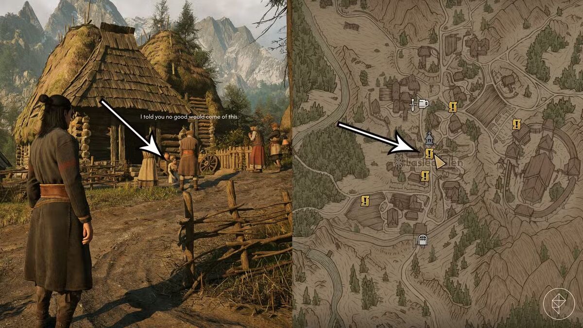Расположение Гремлы и место начала задания Богохульство в The Blood of Dawnwalker